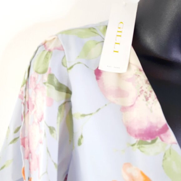 NWT Medium Heidi Wrap Dress by Gilli Floral pastel sheer short sleeve dress - Picture 4 of 12